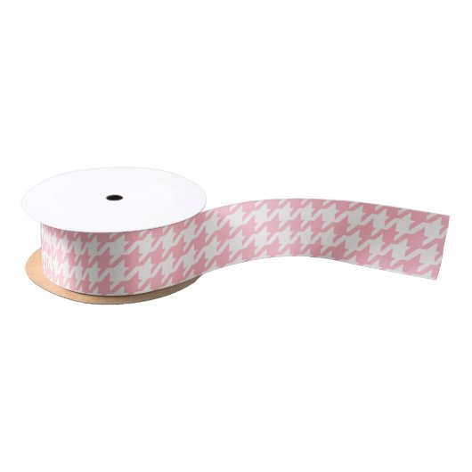 Cute retro girly pastel roze houndstooth patroon satijnen lint (Spoel)