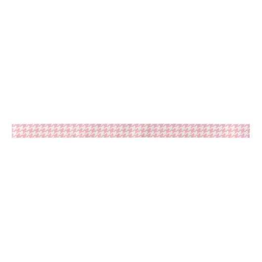 Cute retro girly pastel roze houndstooth patroon satijnen lint (Voorkant)