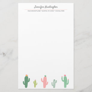 Cute Retro Girly Succulent Cactus Briefpapier
