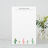 Cute Retro Girly Succulent Cactus Briefpapier (Staand voorkant)