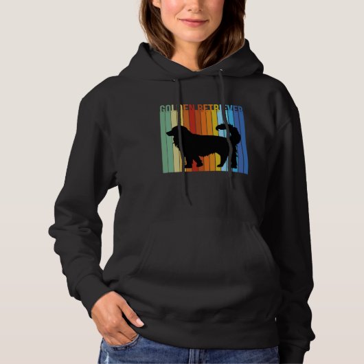 Cute Retro Golden Retriever Rainbow Hoodie (Voorkant)