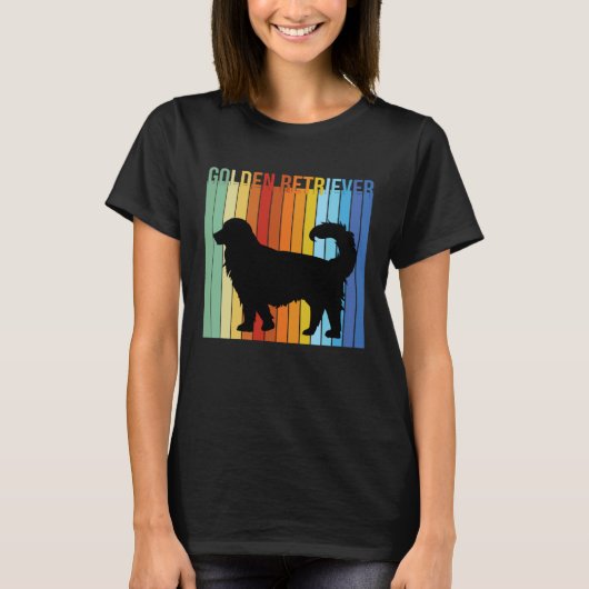 Cute Retro Golden Retriever Rainbow T-shirt (Voorkant)