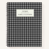Cute Retro Gray Gingham Pset Personalized Recipe Notitieboek (Voorkant)