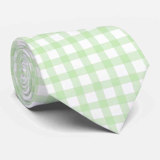 Cute Retro Green Gingham Plaid pattern Stropdas (Opgerold)