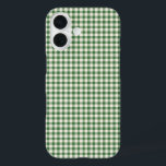 Cute Retro Green Gingham Pset Pattern iPhone 16 Hoesje<br><div class="desc">Cute Retro Green Gingham Pset Pattern Case Phone Case</div>