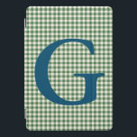 Cute Retro Green Gingham Pset Pattern Monogram iPad Pro Cover<br><div class="desc">Cute Retro Green Gingham Pset Pattern Monogram Hoesje</div>