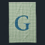 Cute Retro Green Gingham Pset Pattern Monogram Theedoek<br><div class="desc">Cute Retro Green Gingham Pattern Monogram Kitchen Towel</div>
