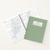 Cute Retro Green Gingham Pset Personalized Recipe Notitieboek (Binnen)