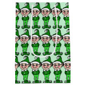 Cute Retro Groene Kerstelfjes Elf Cadeautas (Achterkant)