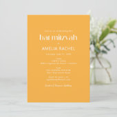 Cute Retro Groovy Geometric Yellow Bat Mitzvah Kaart (Staand voorkant)