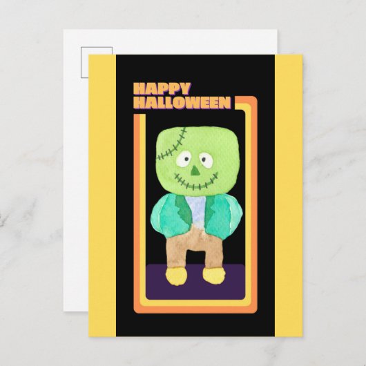 Cute Retro Halloween Frankenstein Monster Briefkaart (Voorkant / Achterkant)