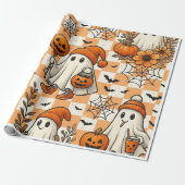 Cute Retro Halloween Geesten Inpakpapier (Uitgerold)