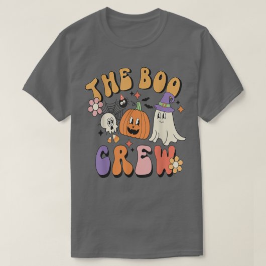 Cute Retro Halloween Ghost Boo Pumpkin Spi T-shirt (Design voorkant)