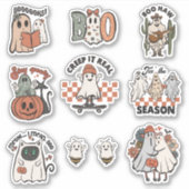 Cute Retro Halloween Ghost Sticker Pack (Voorkant)