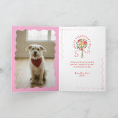 Cute Retro Hand Drawn Dog Bouquet Valentine's Day  Feestdagen Kaart (Binnen)