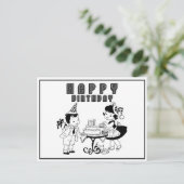 Cute Retro Happy Birthday Briefkaart (Staand voorkant)