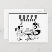 Cute Retro Happy Birthday Briefkaart (Voorkant / Achterkant)