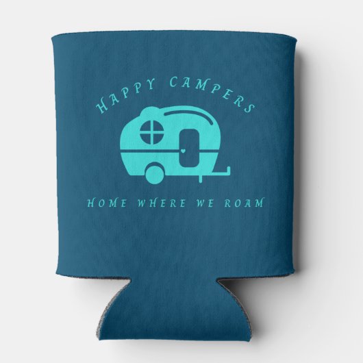 Cute Retro Happy Campers Home waar we roam Blikjeskoeler (Achterkant)
