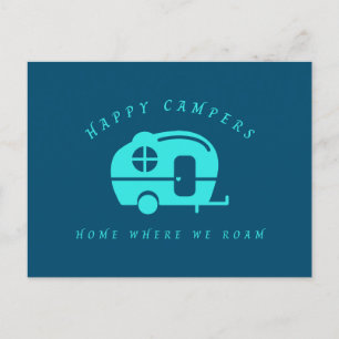 Cute Retro Happy Campers Home waar we roam Briefkaart