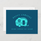 Cute Retro Happy Campers Home waar we roam Briefkaart (Voorkant / Achterkant)