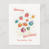Cute Retro Happy Holidays Postcard Feestdagenkaart (Voorkant)