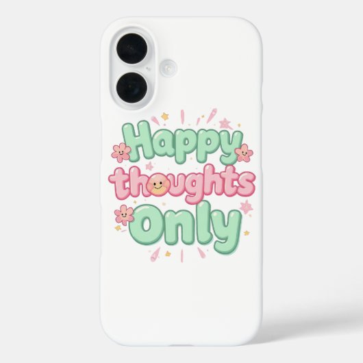 Cute Retro "Happy Thoughts Only" Case-Mate iPhone Case (Achterkant)