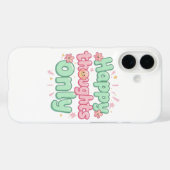Cute Retro "Happy Thoughts Only" Case-Mate iPhone Case (Achterkant (horizontaal))