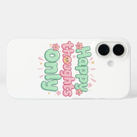 Cute Retro "Happy Thoughts Only" Case-Mate iPhone Case (Achterkant (horizontaal))