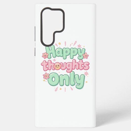 Cute Retro "Happy Thoughts Only" Samsung Galaxy Hoesje (Achterkant)
