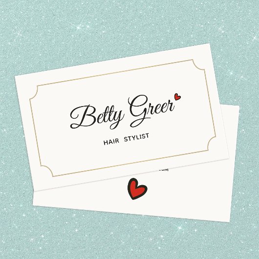 Cute  Retro Heart Hair Stylist Salon Visitekaartje