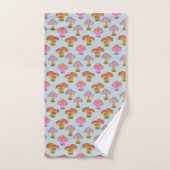 Cute Retro Hippie-paddenstoel Patroon in Pastel Bl Bad Handdoek (Handdoek)