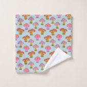 Cute Retro Hippie-paddenstoel Patroon in Pastel Bl Bad Handdoek (Wasdoekje)