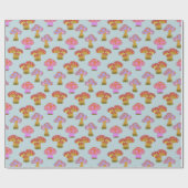 Cute Retro Hippie-paddenstoel Patroon in Pastel Bl Cadeaupapier (Vlak)