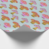 Cute Retro Hippie-paddenstoel Patroon in Pastel Bl Cadeaupapier (Hoek)
