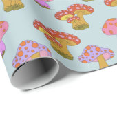 Cute Retro Hippie-paddenstoel Patroon in Pastel Bl Cadeaupapier (Rol Hoek)