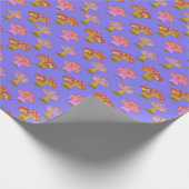 Cute Retro Hippie-paddenstoelpatroon in Paars Cadeaupapier (Hoek)