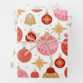 Cute Retro Holiday Ornamenten Snowflakes Kerstmis Inpakpapier Vel (In situ)
