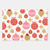 Cute Retro Holiday Ornamenten Snowflakes Kerstmis Inpakpapier Vel (Voorkant)