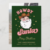 Cute Retro Howdy Santa Cowboy Texas kerst Invi Kaart (Voorkant / Achterkant)