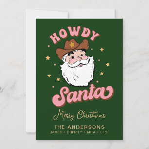 Cute Retro Howdy Santa Cowboy Texas kerst Invi Kaart