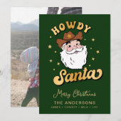 Cute Retro Howdy Santa Cowboy Texas kerst Invi Kaart (Voorkant / Achterkant)