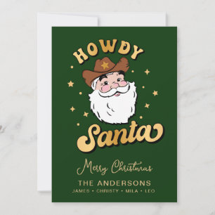 Cute Retro Howdy Santa Cowboy Texas kerst Invi Kaart
