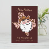 Cute Retro Howdy Santa Cowboy Texas kerst Invi Kaart (Staand voorkant)