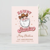 Cute Retro Howdy Santa Cowboy Texas Kerstmis Kaart (Staand voorkant)