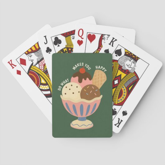 Cute Retro Ijs Sundae Speelkaarten (Achterkant)