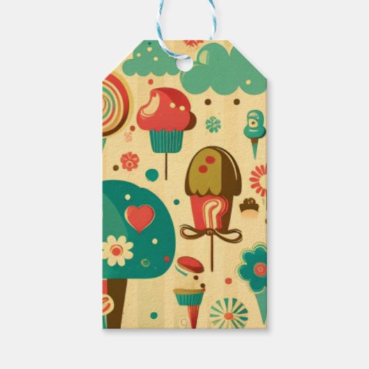 Cute retro  ijscrèmes cadeaulabel (Voorkant)