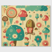 Cute retro  ijscrèmes cadeaupapier (Vlak)