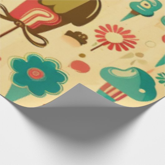Cute retro  ijscrèmes cadeaupapier (Hoek)