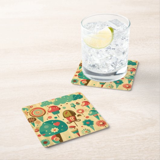 Cute retro  ijscrèmes kartonnen onderzetters (Insitu)