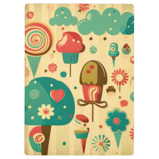 Cute retro  ijscrèmes klembord (Achterkant)